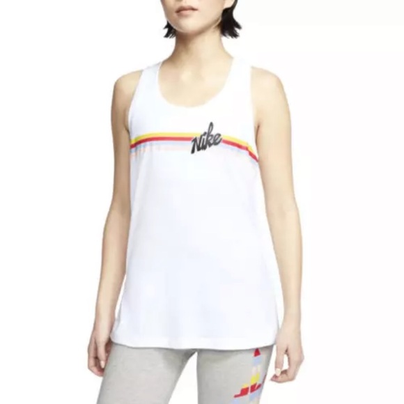 Nike White Core Stripe Tank Top-Retro Stripe-Women's Size Small - Picture 1 of 7
